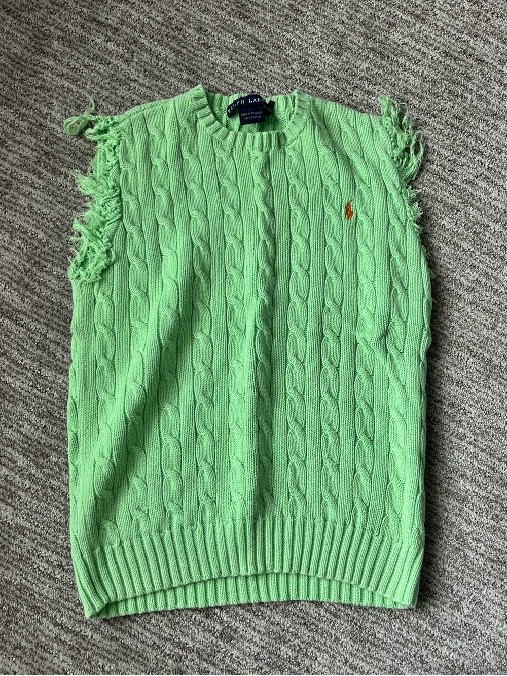 Polo Ralph Lauren Green Distressed Sweater Vest size small